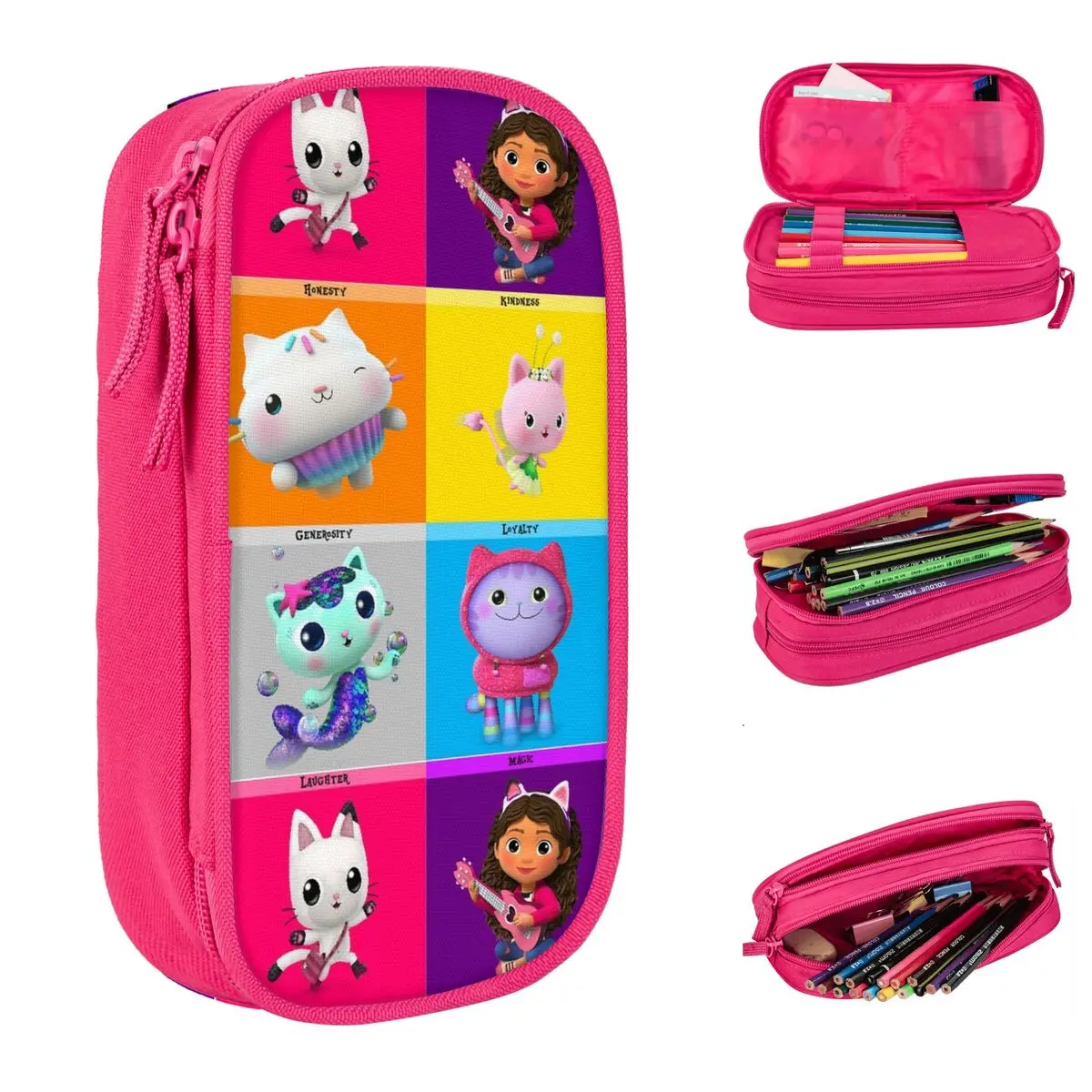 Gabbys Dollhouses Fantasy Pencil Cases, grandes sacos de armazenamento para meninas e meninos, caixa de caneta, papelaria escolar, presentes para estudantes