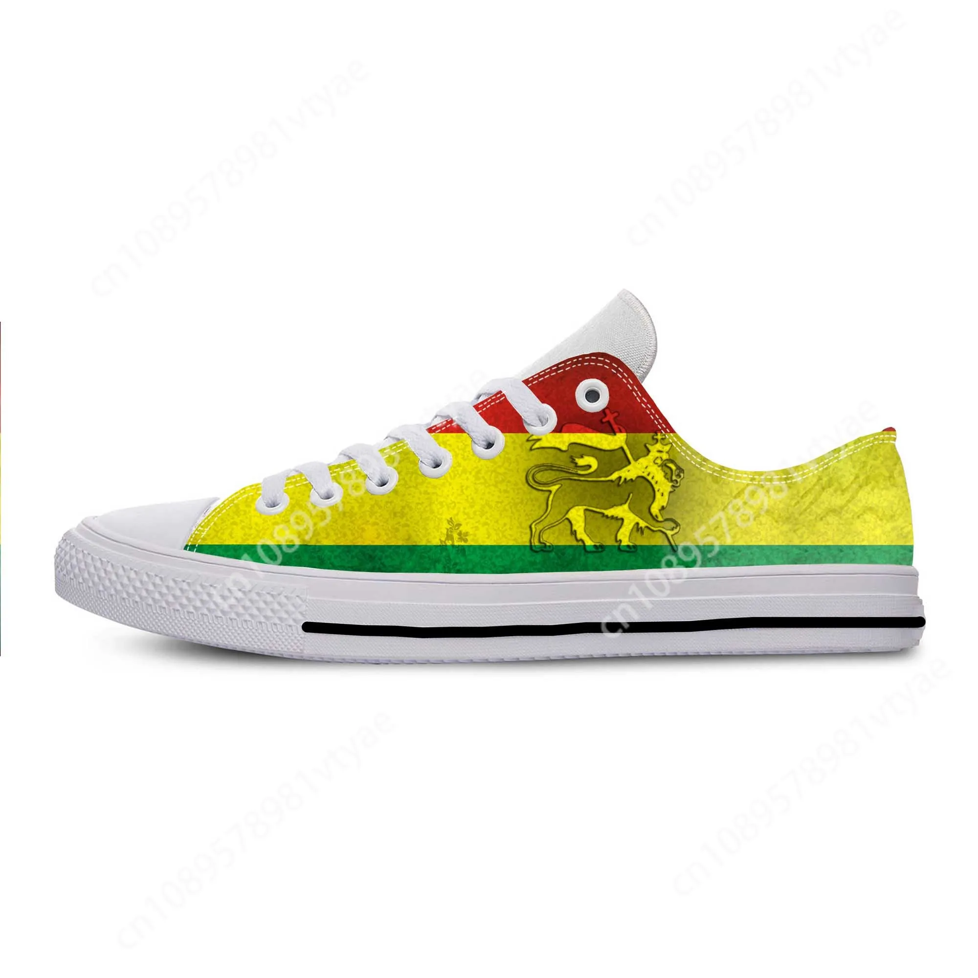 Ethiopia Ethiopian Flag Lion of Judah Rastafarian Casual Cloth Shoes Low Top Comfortable Breathable 3D Print Men Women Sneakers