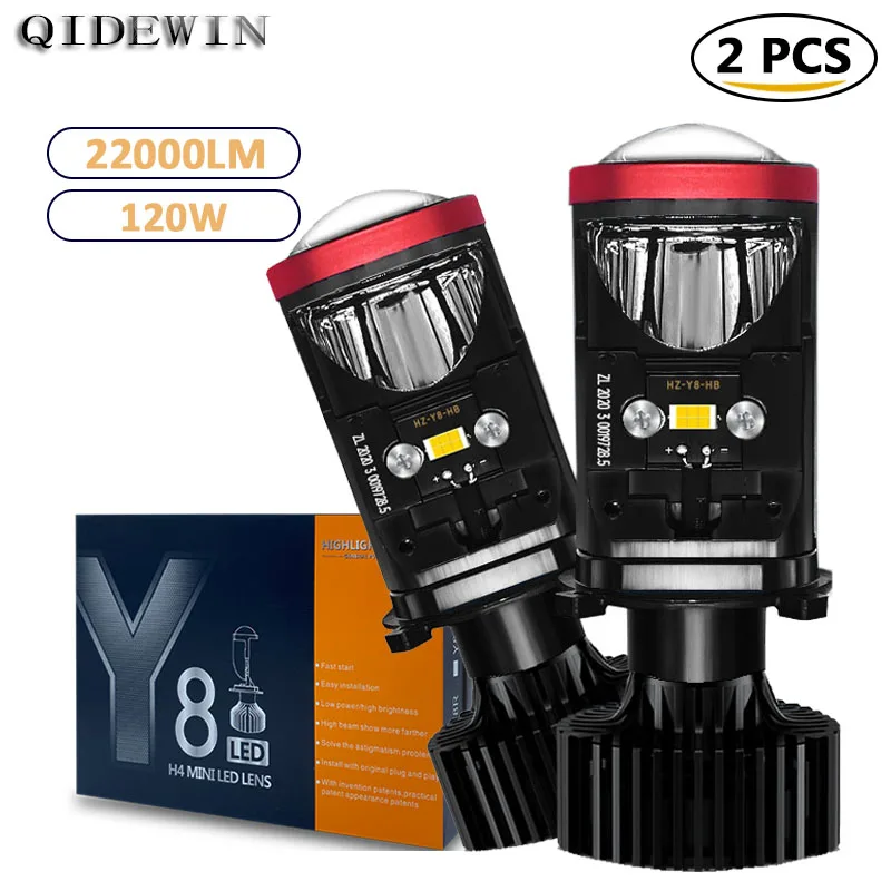 

H4 Lights For Vehicles Y8 Headlights Auto LED Projector Lens 6000K Super Bright 22000LM Hi/Low Beam Car Ultra Bright Spotlight