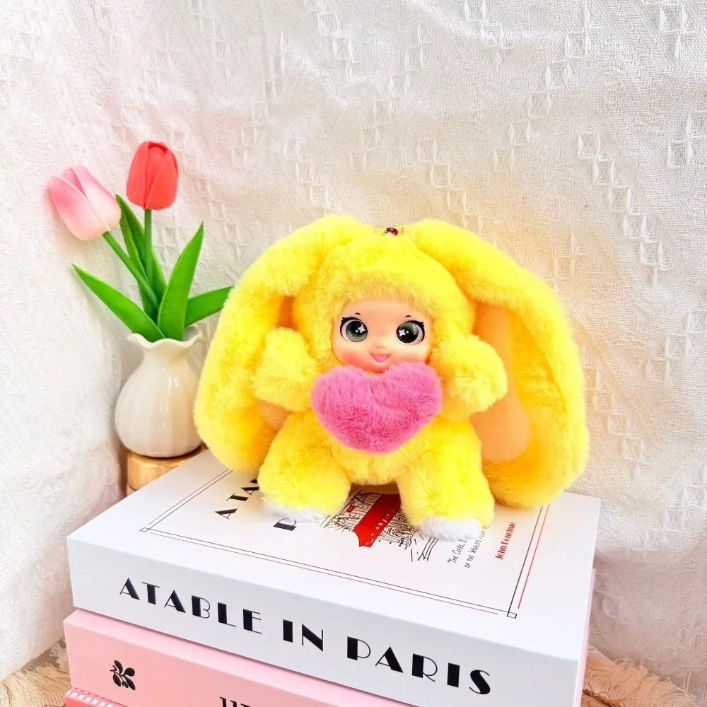 Big Ear Rabbit Plush Keychain Bag Hanging Ornaments Bunny Doll Pendant Kawaii Love Heart Car Key Ring Gift For Girls Kids