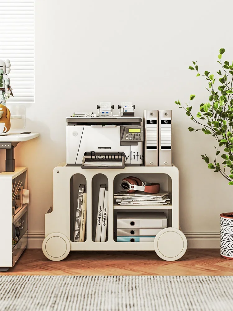 

z.Cream Style Solid Wood Side Table Removable Dining Car Storage Nordic Creative Shelves