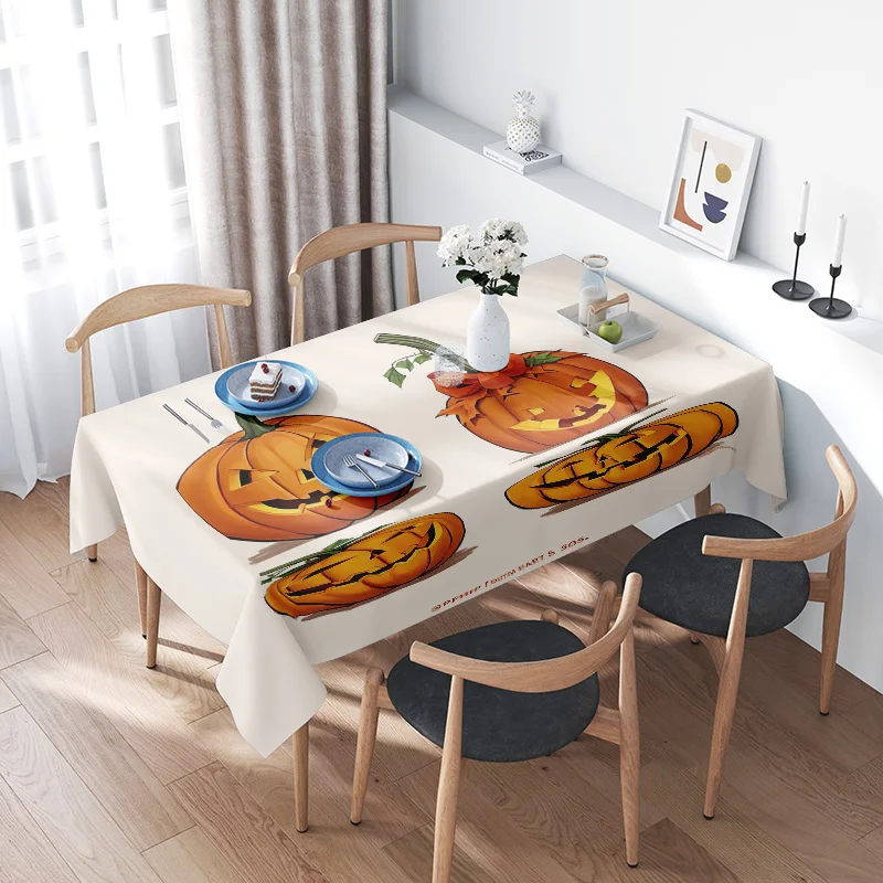 

Halloween Pumpkin TableclothDecorate Your Dining Room with This Spooky Yet Festive Design! Perfect for Halloween Parties and Fal