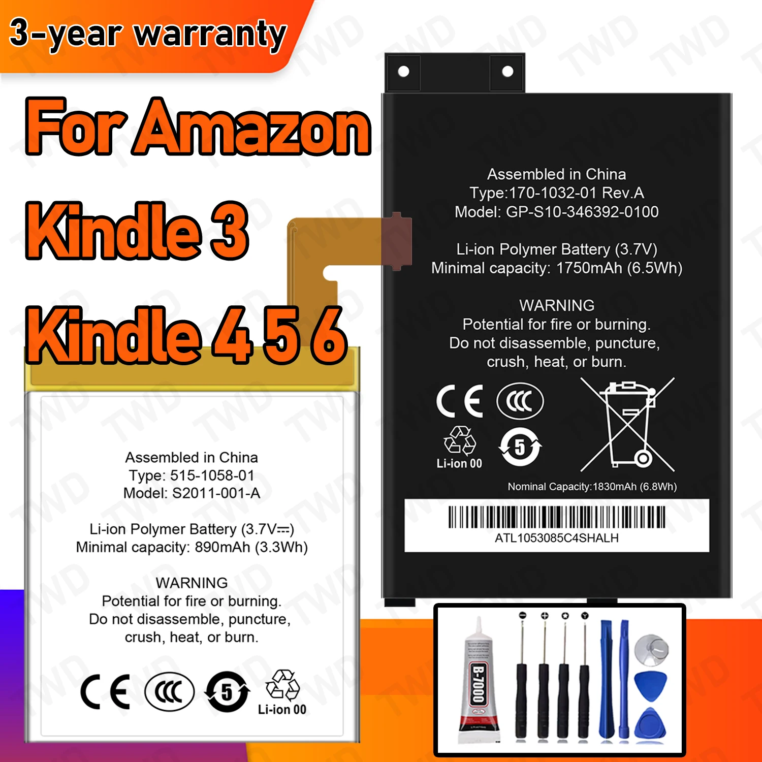 

New High Quanlity For Amazon Kindle 3 Kindle 4 5 6 MC-265360 D00901 D01100 Replacement Phone Bateria