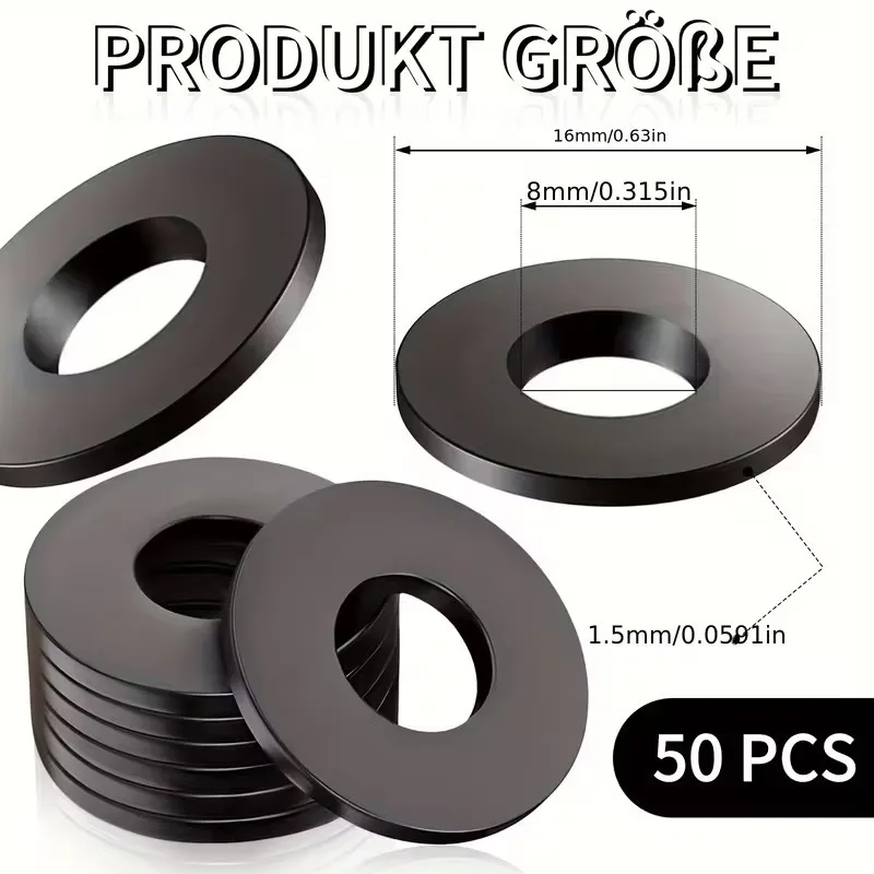 120Pcs Black Nylon Plastic Flat Washers Insulation Gasket Hardware Assortment Kit Box
