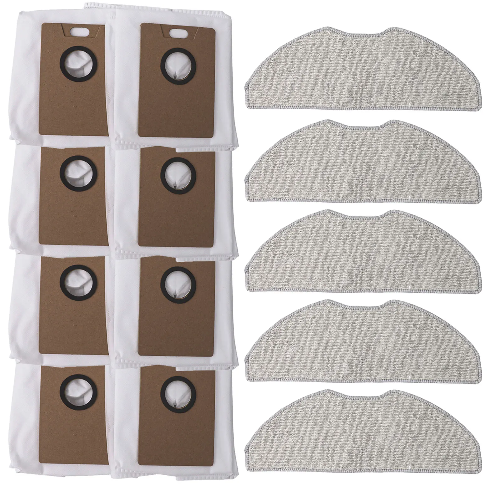 Replacement Kit 5 Mop Pads & 8 Dust Bags for Tapo For RV30 for MAX Plus RV20 for MAX Plus Robot Vacuums Keep Your Home Clean