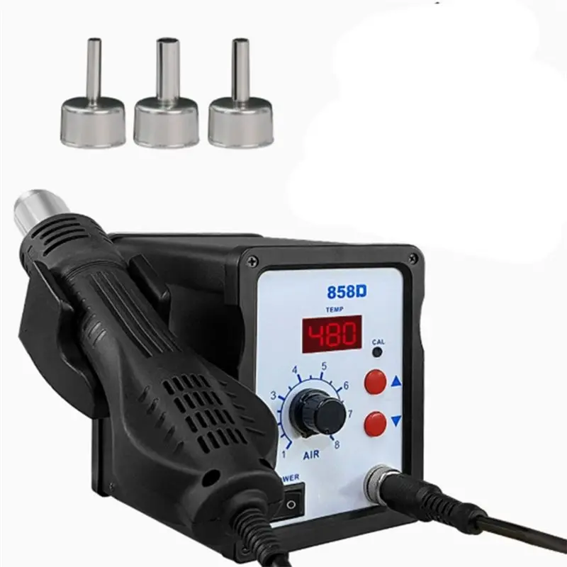 AA81-Soldering Rework Station 700W 858D Hot Air Gun BGA SMD SMT Welding Repair Tool Blower Hair Dryer Hair Dryer UK Plug Heat