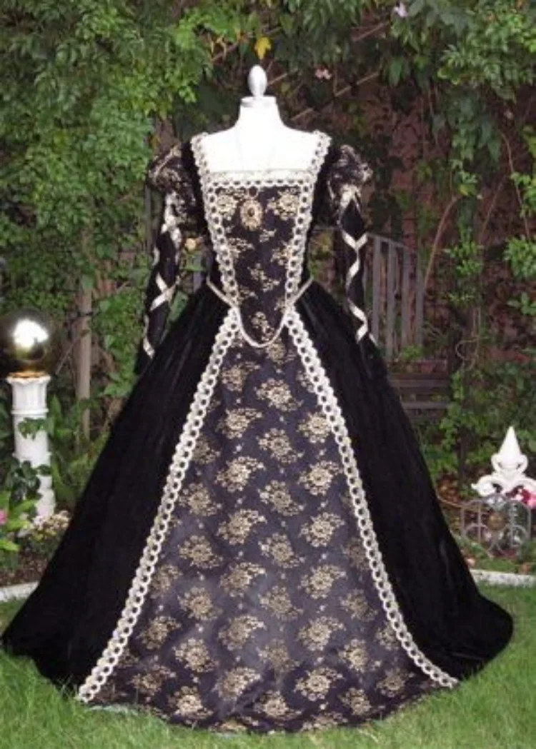 Medieval Victorian Vintage Gothic Prom Dress Renaissance Colonial Princess Costume Halloween Carnival Party Vampire Ball Gown