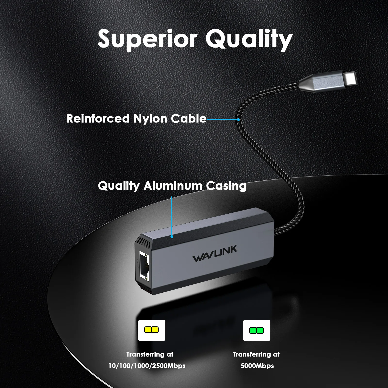 Wavlink USB-C to Ethernet Adapter with 95W Charging Port, Driver-free 5Gbps USB-C to RJ45 Network Converter for Laptops and More, Aluminum Case for Windows 10/11, Mac OS 11 or Later, Linux and More