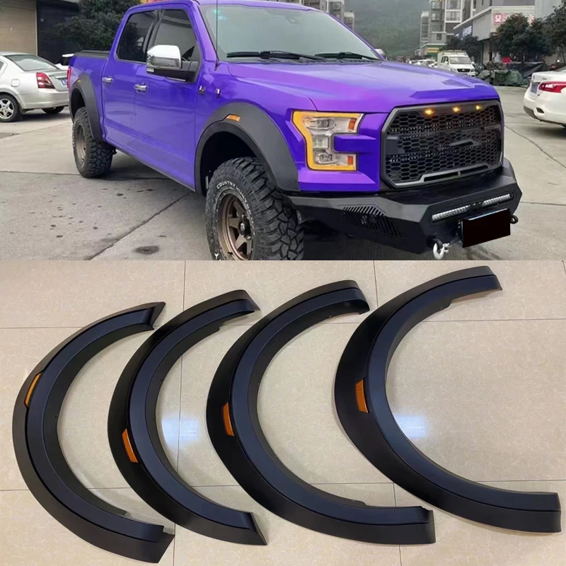 Front Rear Wheel Arches Eyebrow Protector For Ford F-150 F150 2015 2016 2017 ABS Fender Flare Mudguards