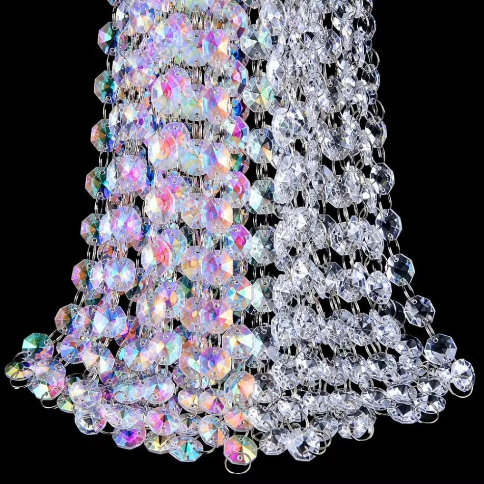 5-0.5M Color/Transparent Octagonal K9 Crystal Suspended High Transparency Garland Strand Wedding Table Decoration Craft Parts