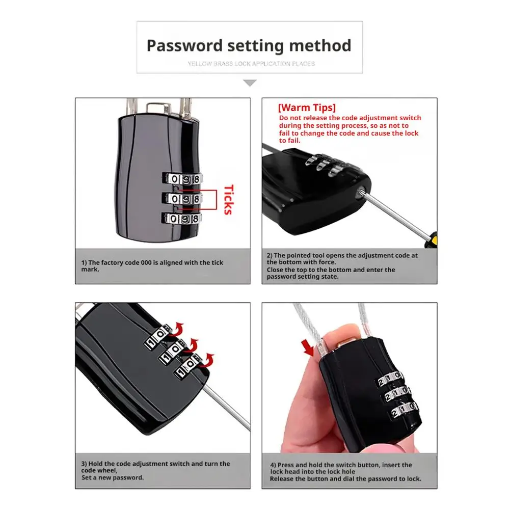 قفل خوذة بكلمة مرور، قفل كابل فولاذي لأمن خوذة الدراجة النارية، قفل مجمع مضاد للسرقة #5