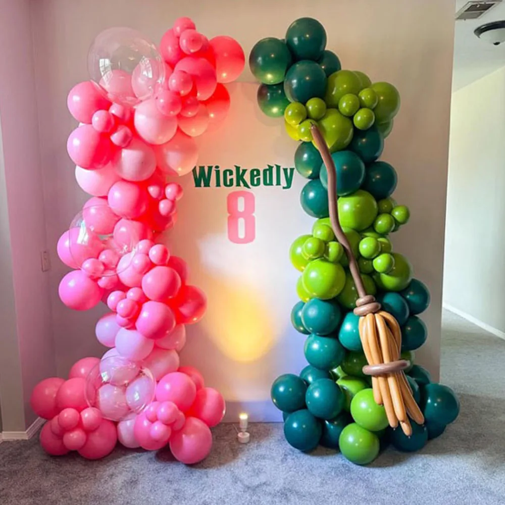 

139Pcs Green Pink Balloon Garland Arch Kit Witch Theme Birthday Party Decor for Musical Theatre Witch Themed Birthday Party Deco