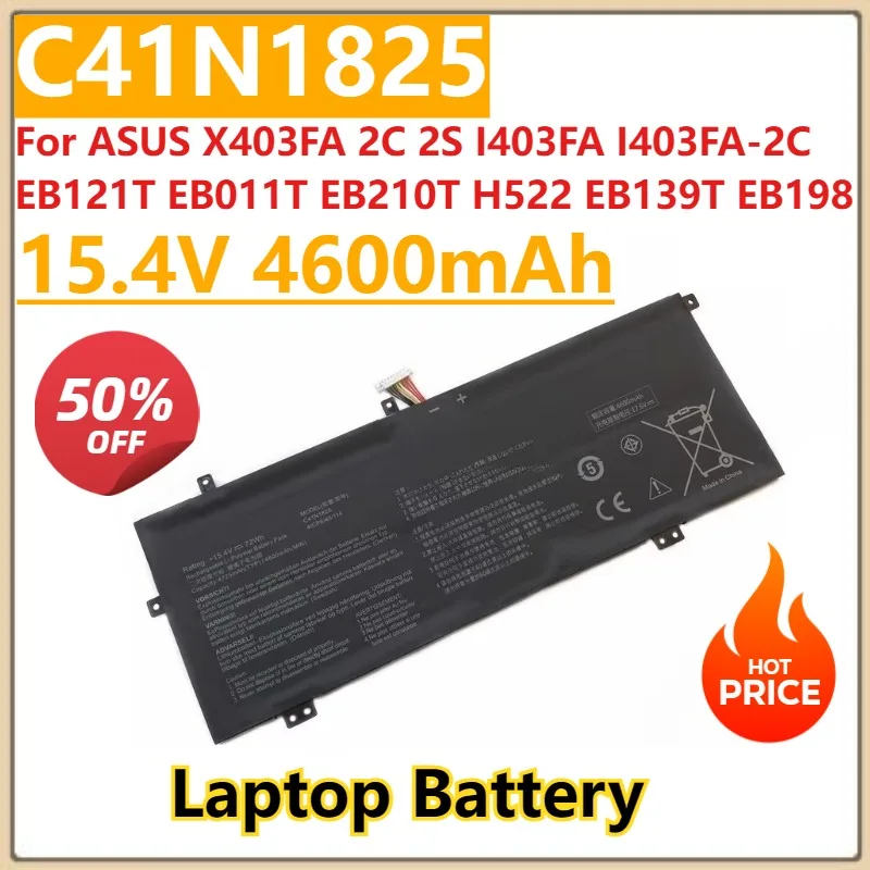 

Новый аккумулятор для ноутбука C41N1825 15,4 В 4600 мАч для ASUS X403FA 2C 2S I403FA I403FA-2C EB121T EB011T EB210T H522 EB139T EB198 Series