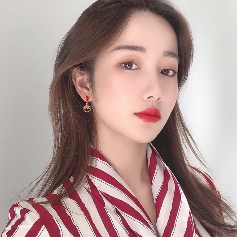 1 زوج الأقراط الرجعية سبيكة خفيفة الوزن تكنولوجيا الطلاء الكهربائي تصميم رائع هدية مثالية الأقراط خمر #5