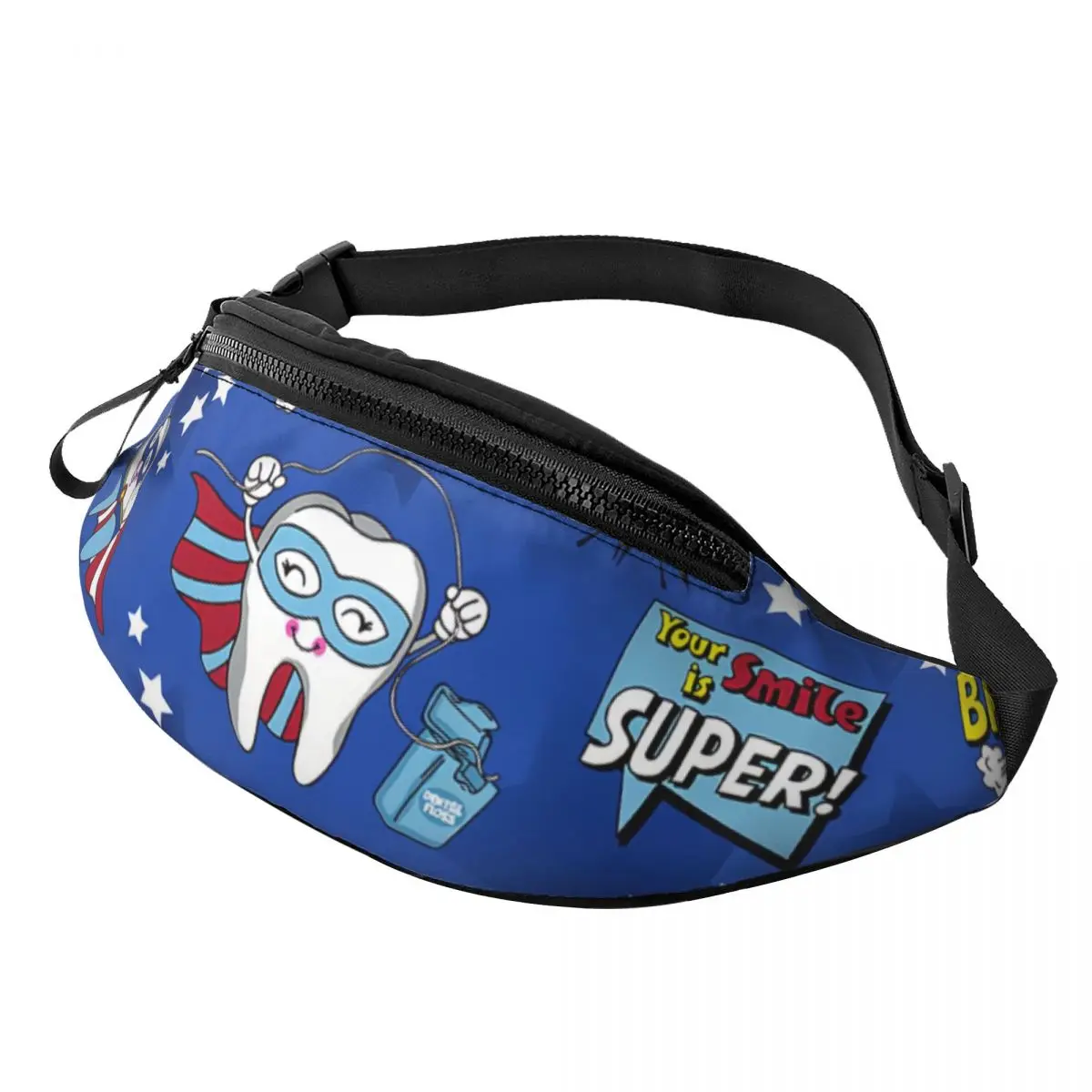

Custom Teeth Dentist Dental Fanny Pack Men Women Crossbody Waist Bag for Traveling Phone Money Pouch