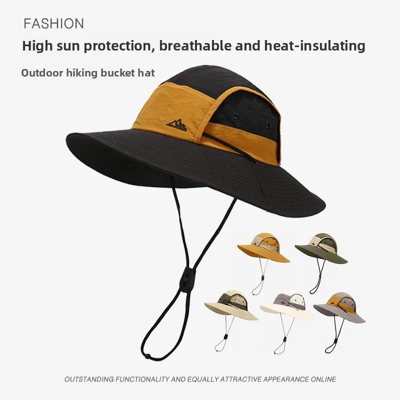 Quick-drying eaves color matching bucket hat sunscreen breathable outdoor sports waterproof mountaineering cross-border men's