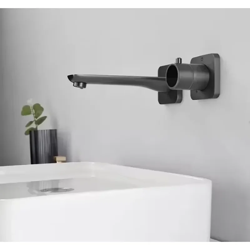 Modern Single-Hole Wall Mounted Brass Basin Faucet Touchless Design Concealed Splash Proof Single Ceramic for Bathroom Use