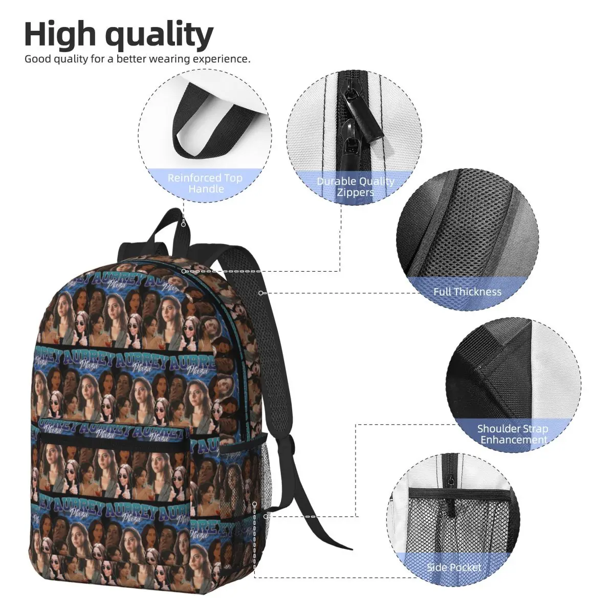 Aubrey Plaza Retro Style Backpack Daypack Large Capacity Children BookBag School Bag Shoulder Bags for Men Women