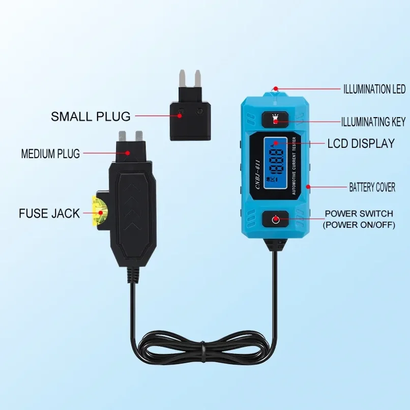 Automotive Fuse Current Tester CNBJ-611 Car Leakage Analyzer Fault Tester Automotive Fuse Current Testing Tool LCD Display