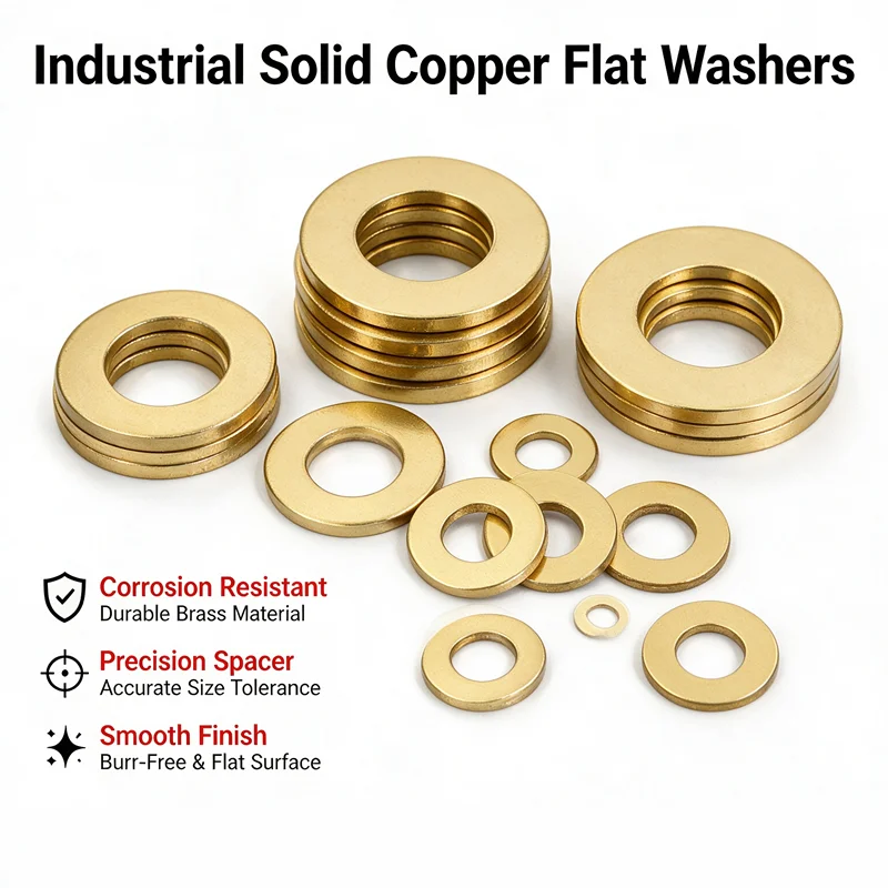 Industrial Solid Copper Flat Washers Brass Thickened Sealing Gasket Fastener Spacer M3 M4 M5 M6 M8 M10-M30