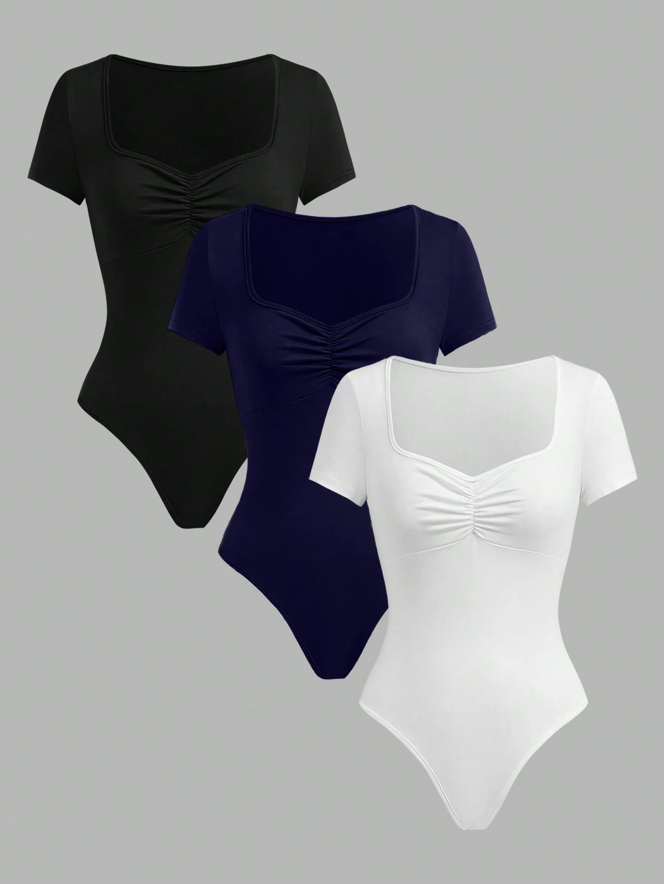 

Elegant and comfortable plain women's V-neck short sleeved tight fitting shirt, a fashionable and versatile top,