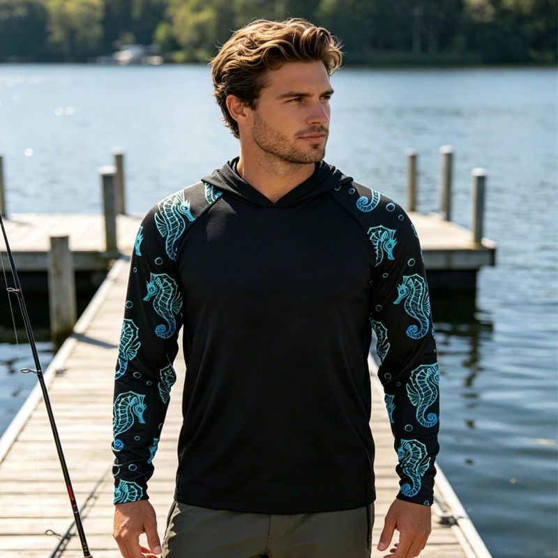 

Мужская рыболовная толстовка с длинным рукавом 2026: Футболка для рыбалки и туризма с защитой от УФ-излучения, размеры XS-3XL