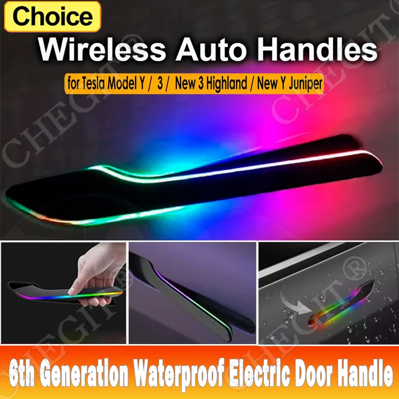 

6th Generation Wireless Auto Door Handle 2025 Newest for Tesla Model Y 3 Y Juniper 3 Highland Auto Presenting Welcome Mode