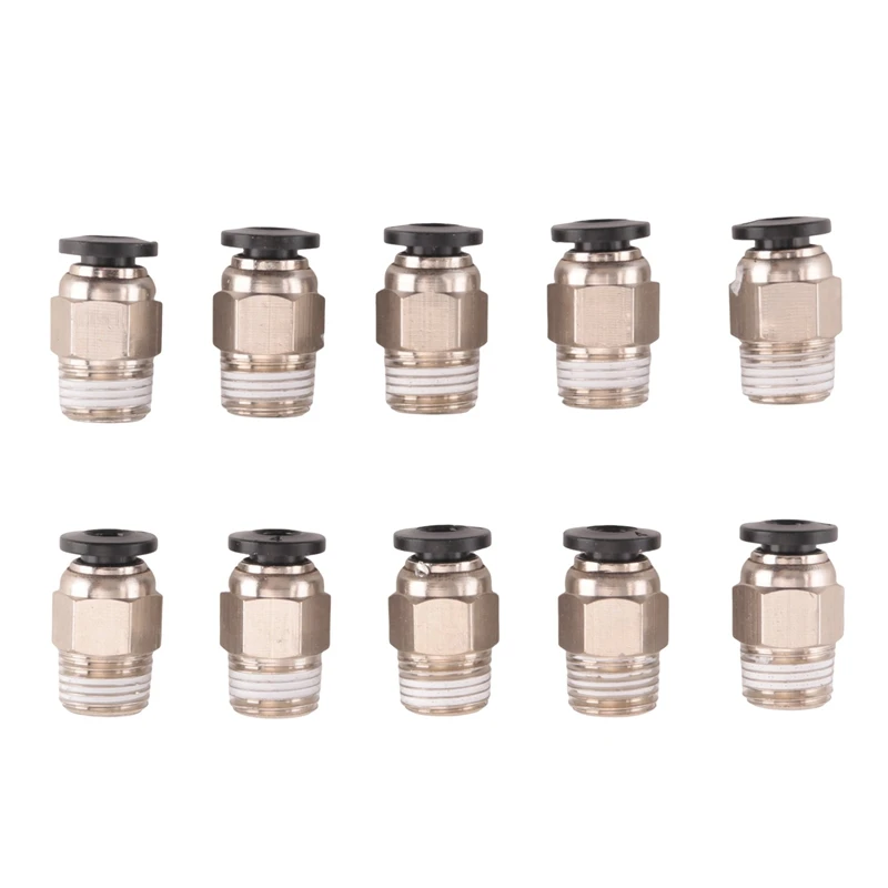 Pc4-M10 Male Straight Pneumatic Pefe Tube Push For E3D-V6 Fitting Connector Bowden Extruder 3D Printer (Pack Of 10Pcs)