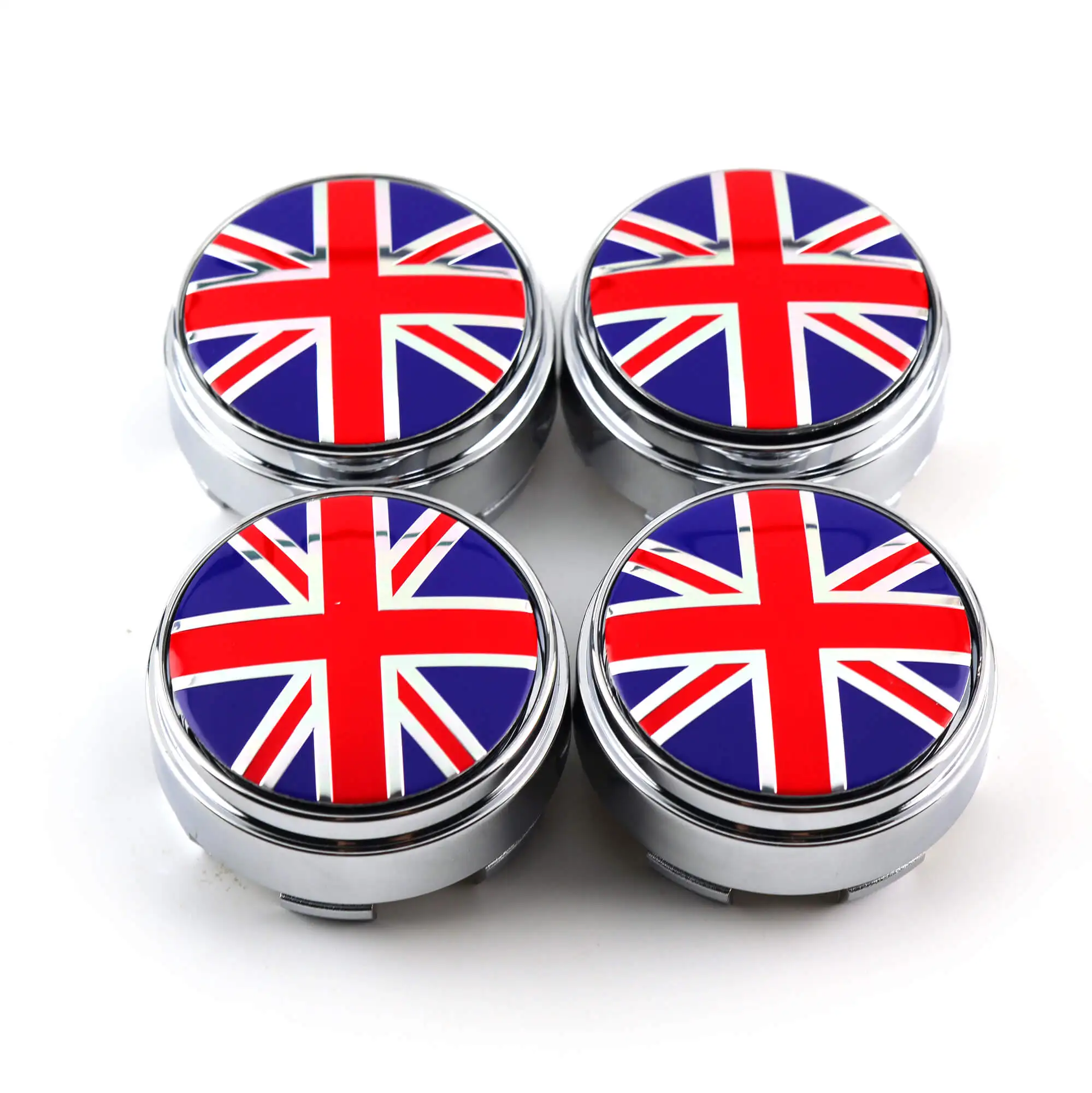 GTownworks 4 pcs Floating Wheel Center Caps 66mm(2.60in) United Kingdom Flag UK Britain Emblem Center Hub Caps Car Accessories