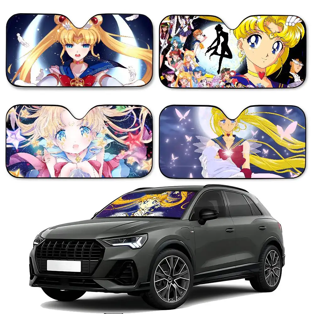 أنيمي S-حار M-القمر سيارة ظلة سيارة ظلة يغطي غطاء الزجاج الأمامي العالمي للطي قناع