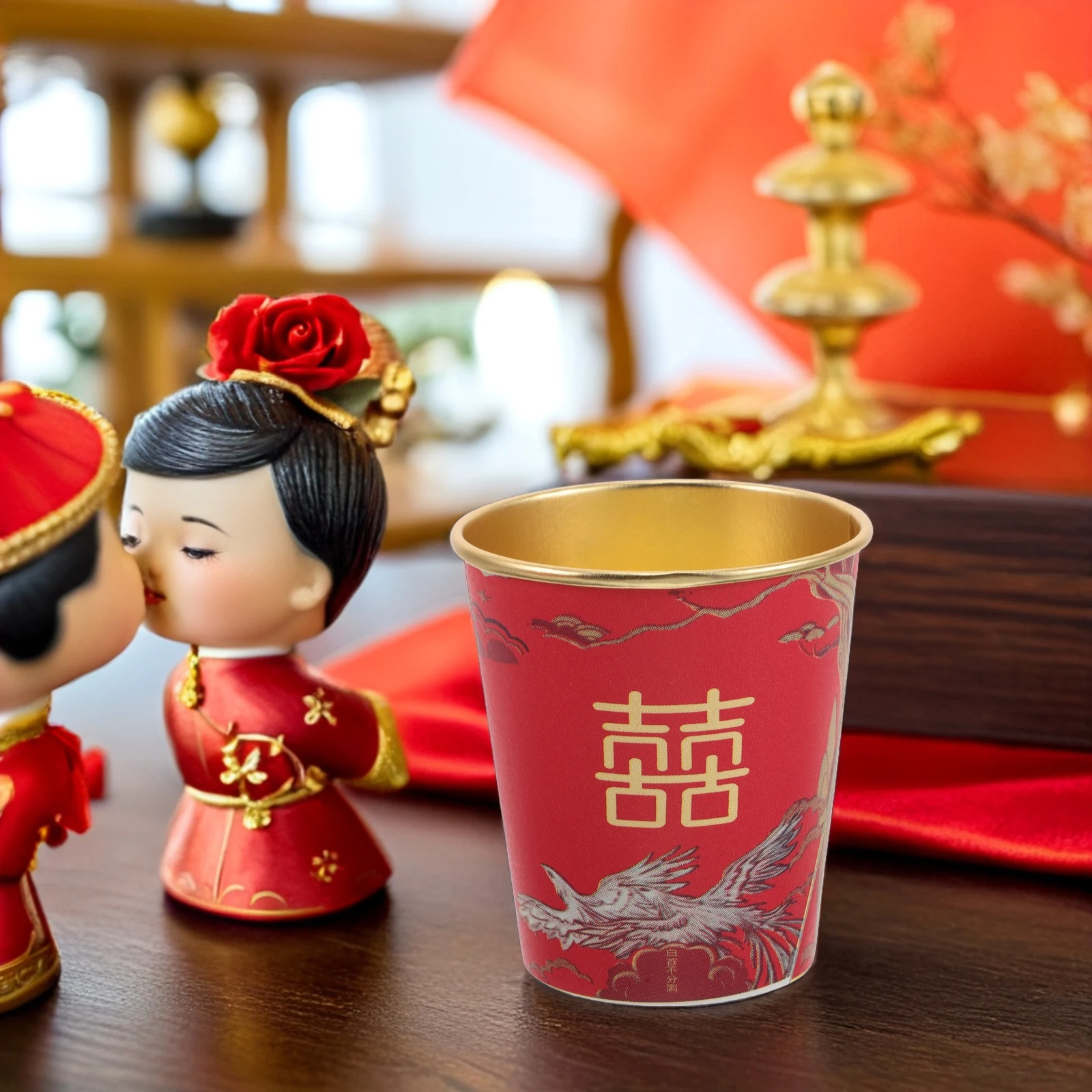 

50 Pcs Wedding Tea Cup Disposable Cups Paper Banquet Single Time Chinese Bridal Party Thicken