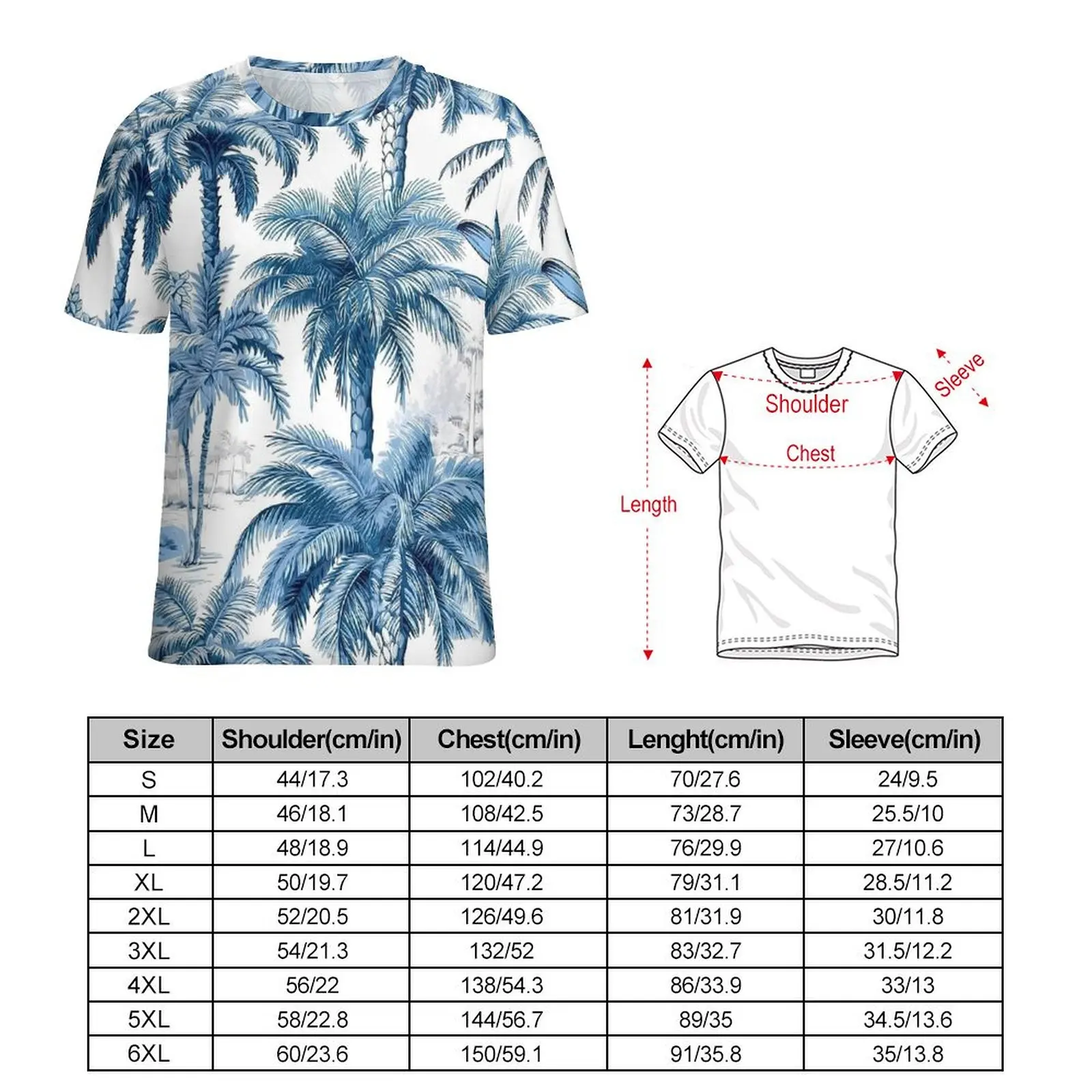 Summer Hawaiian Blue Tropical Botanical T-Shirts  Street Fashion T Shirt Woman Short Sleeve Cool Big Size Tees Custom Tops Gift