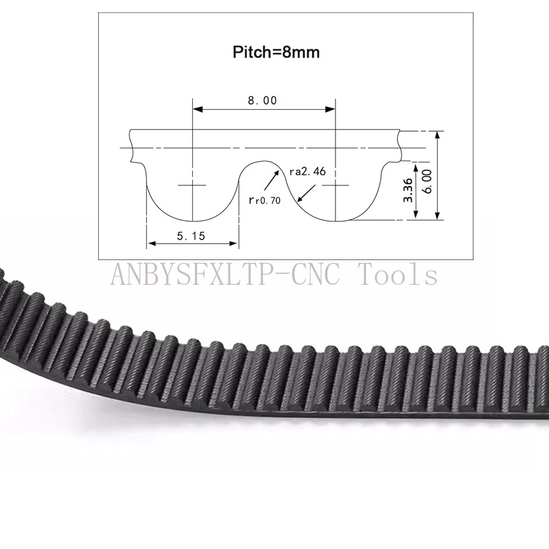 HTD8M Rubber Timing Belt Length 704/712/720/728/736/744/752mm Pitch=8mm Belt Width 10/15/20/25/30mm Industrial Transmission Belt