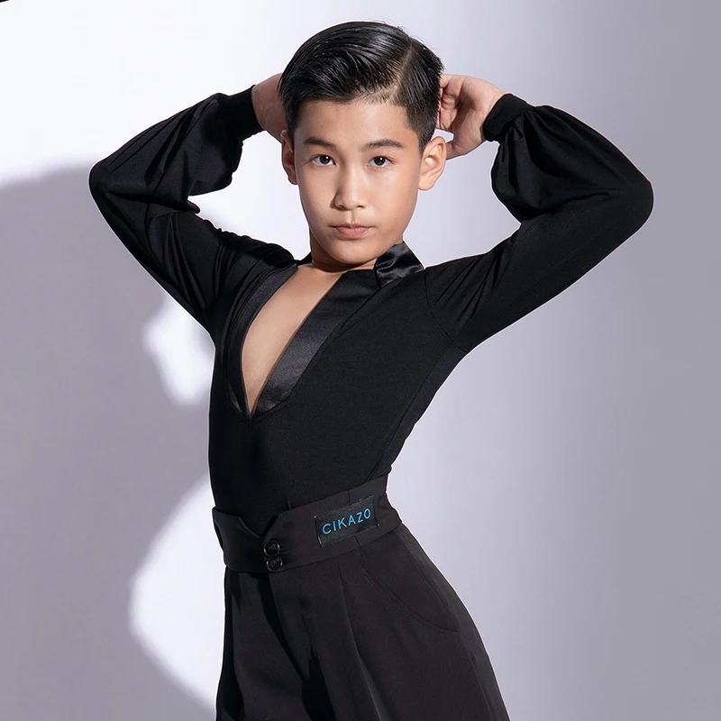 2023 New Loose Mesh Shirts V-neck Latin Dance Tops For Boys Chacha Rumba Tango Dress Ballroom Latin Performance Clothing DN13321