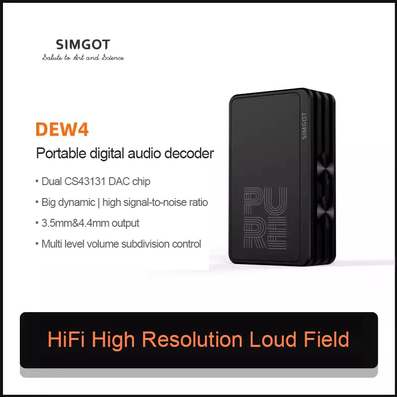 

SIMGOT DEW4 HiFi Portable Digital Audio Decoder DEW4 Ear Amplifier Type-c To 3.5mm Small Tail Dual CS43131 DAC Chip High Dynamic