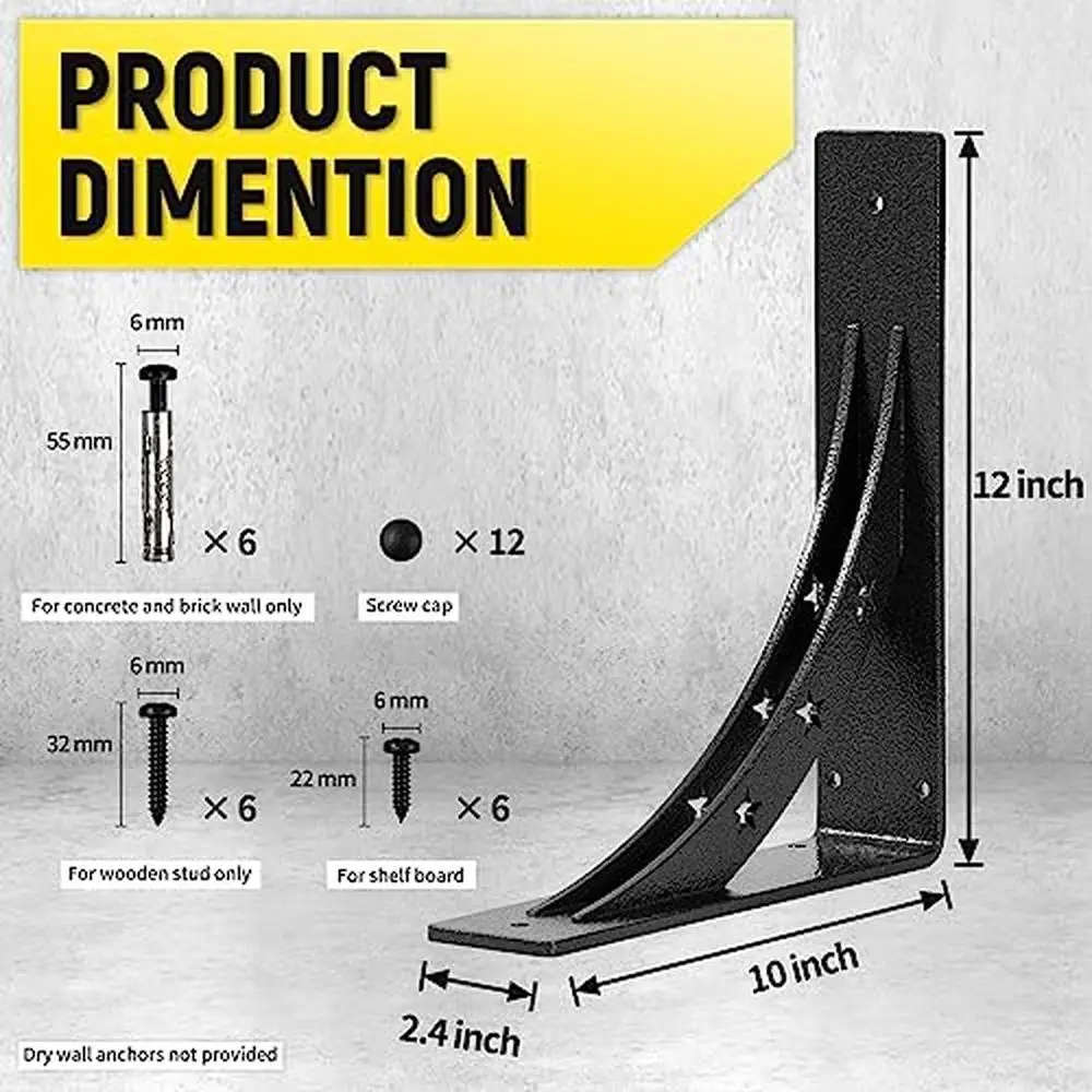 Heavy Duty 12x10 Metal Shelf Brackets 900 LBS Load Rust Free Set of 2 Fireplace Mantel Corners Shelf Bracketantium Wall Mount