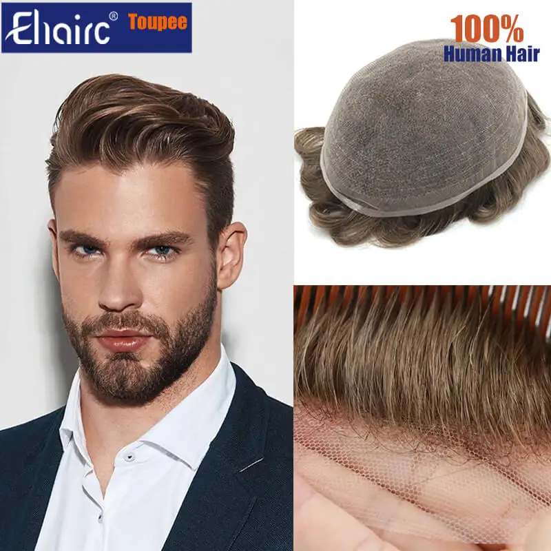 

Швейцарская полная кружевная система волос для мужчин, мягкий и удобный мужской парик, 6 дюймов, мужской протез для волос