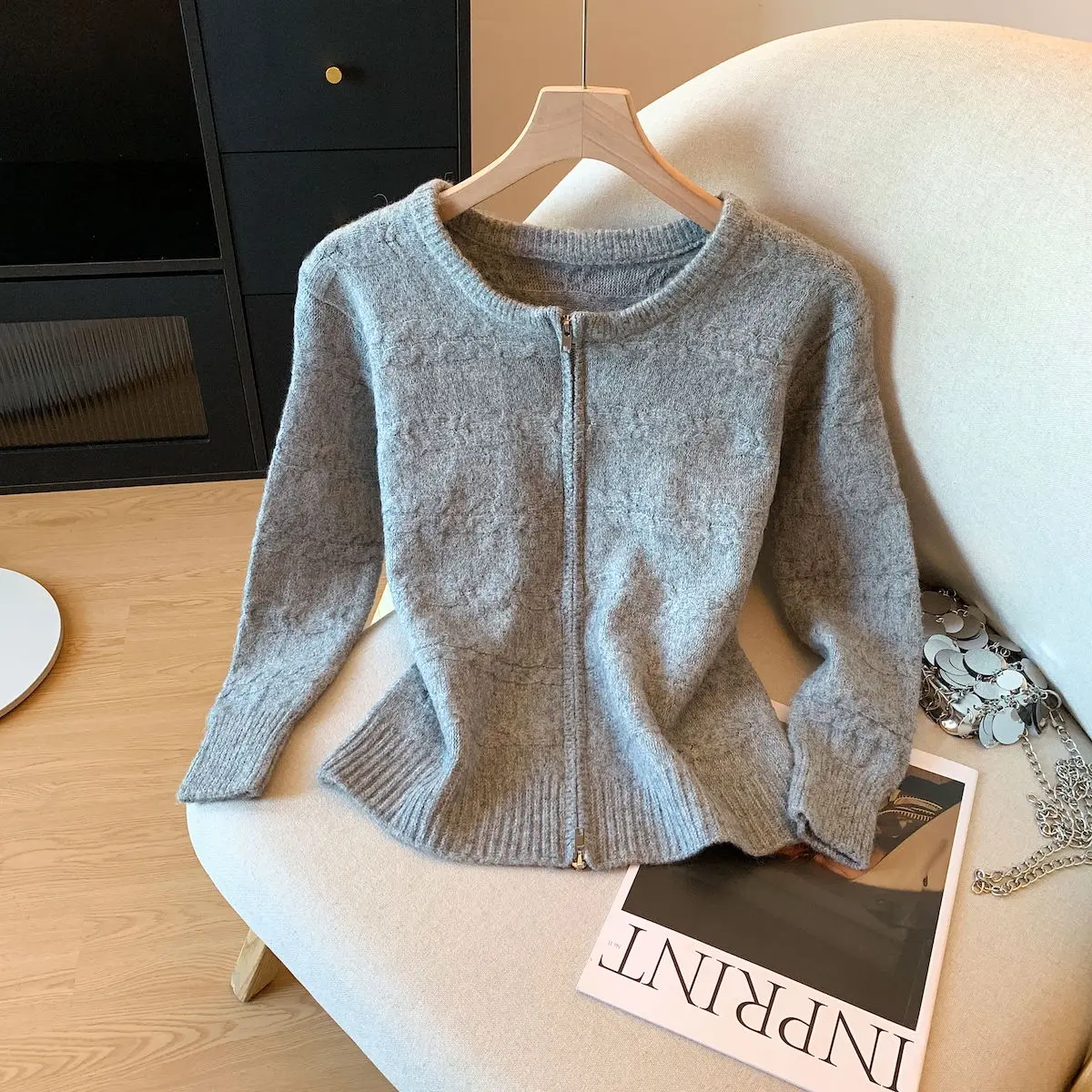 Beiläufige Gestrickte Oberbekleidung frauen Zipper Pullover Herbst Winter Neue Sle Einfache Faion Hohe Qualität Inneren Tragen Oberbekleidung