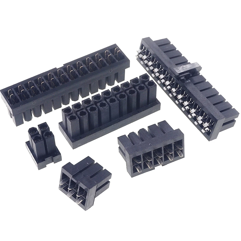 2 50 Pcs ATX 4 6 8 10 18 20 24Pin 4.20 mm Wafer Receptacle Latch Lock Power Connector Female Sockets Mini-Fit Straddle Mount PCB