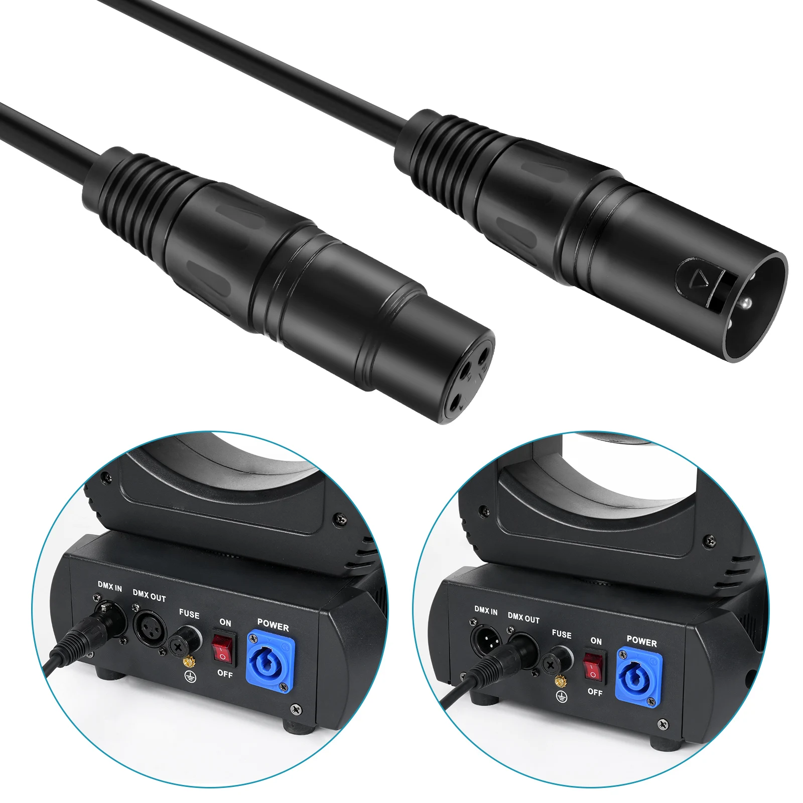 كابل إشارة مسرح u& king-DMX مع درع ، سلك لتحريك الضوء الأمامي ، ضوء قدم ، مبيد ، 3Pin ، XLR ، ذكر إلى أنثى ، 6 ، 72 قدمًا ، m #4