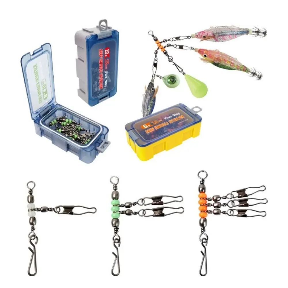 

10pcs Bearing Barrel Wooden Shrimp Fishing Tackle Stainless Steel Swivel Design Hanging Snap Connector Solid Ring Snap Mechanism