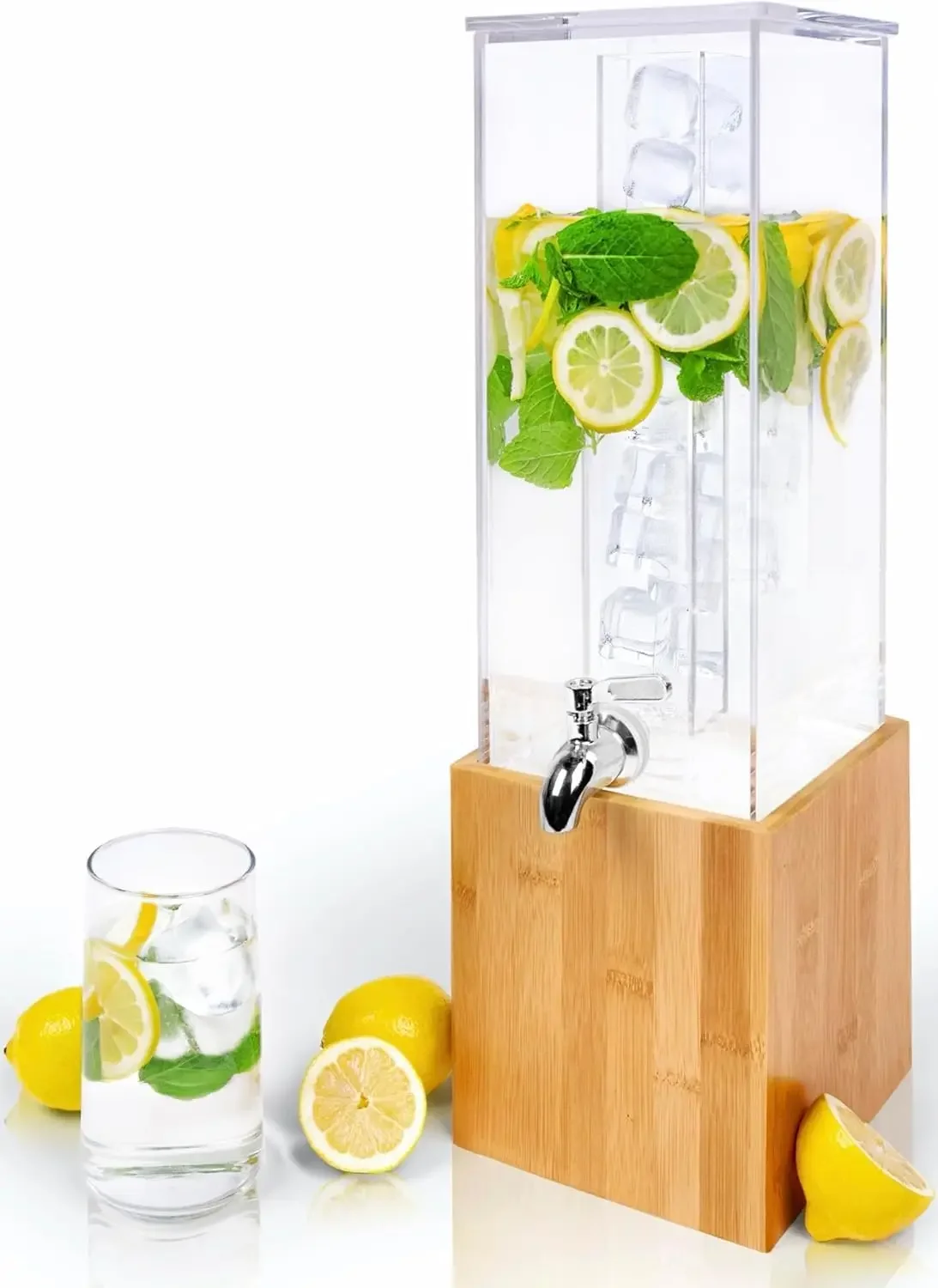 

Акриловый диспенсер для напитков – диспенсер для напитков объемом 1,25 галлона с подставкой и отсеком для льда – устройство для подачи холодных напитков для вечеринок и мероприятий