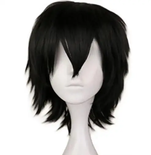 Unisex Black Short Wig Short Black Wig Cosplay Wig, Fluffy Straight Hair Unisex Fancy Party Wigs Costume Anime Costume Party Wig