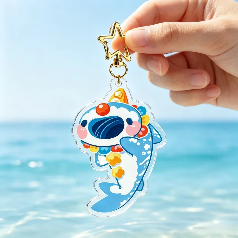 Retro Gaming Keychain - Clown Shark Acrylic Keychain Cute Cartoon