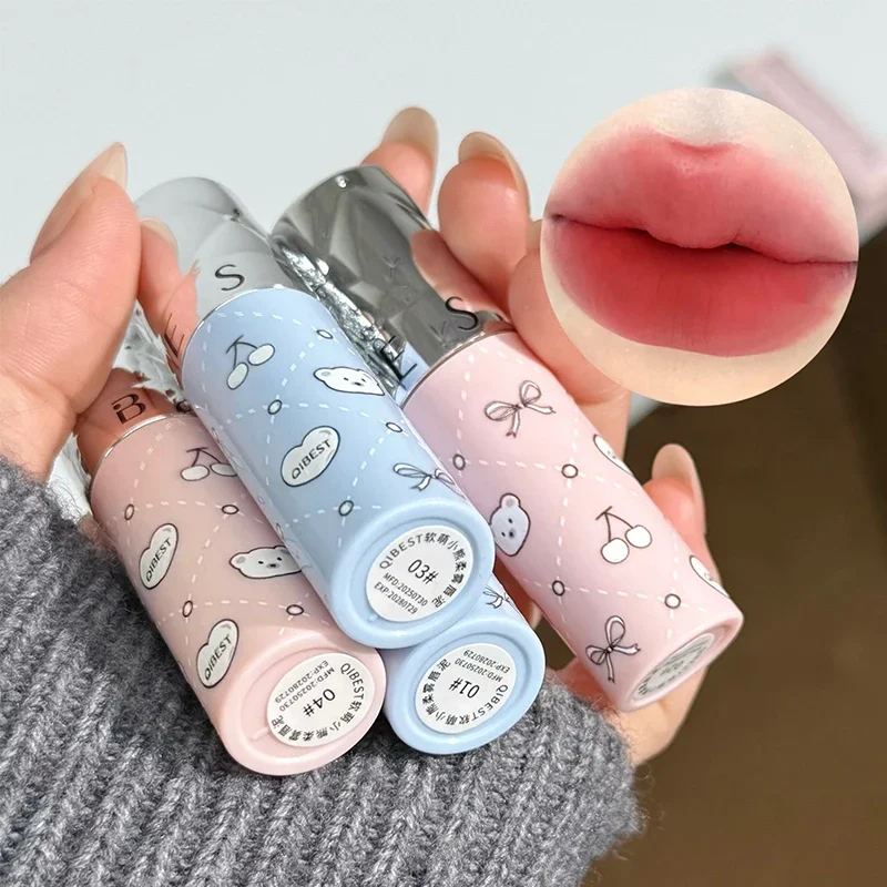 QIBEST Velvet Lip Mud Matowa Pomadka w Płynie Podkreślająca Koloryt Skóry Uniwersalna Nude Pomadka w Płynie Makijaż dla Kobiet Tint do Ust