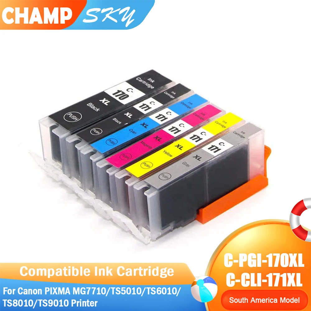 PGI 170 170XL CLI 171 171XL PGI170 PGI-170XL CLI171 CLI-171XL Color Compatible Ink Cartridge for Canon PIXMA MG7710 TS5010
