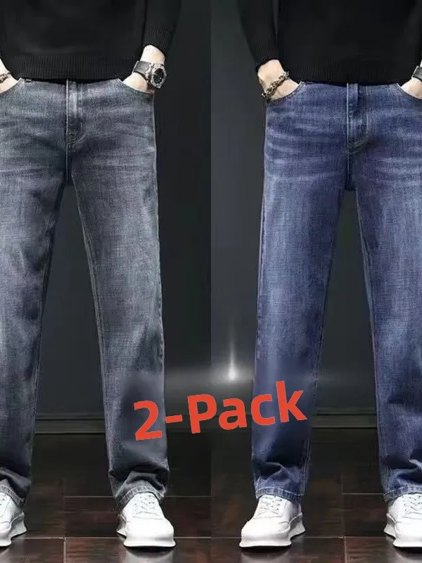 Elastic Slim Fit Men's Jeans Summer 2026 Fashionable Versatile Casual Straight Leg Cotton Stretch Denim Youthful Wear Resistant