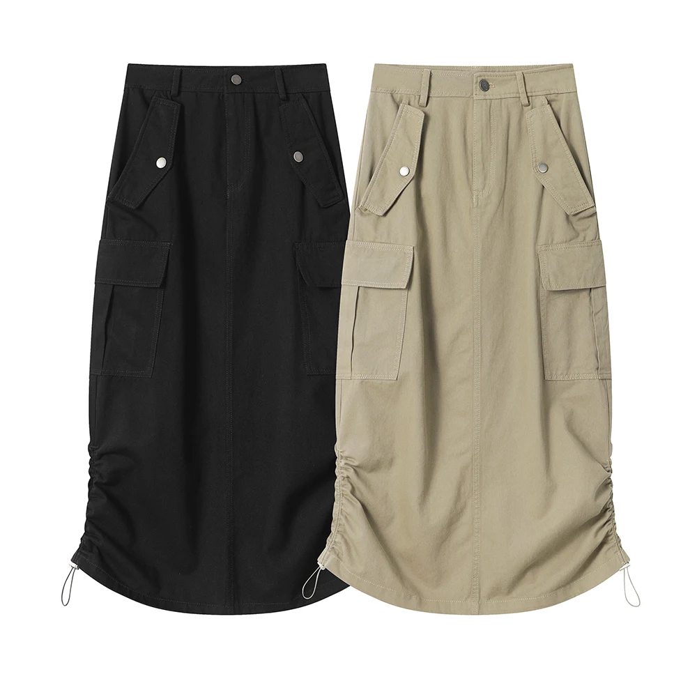 High Waist A-Line  Skirt for Women Spring Summer Slimming Split Workwear Sle Mid-Length Skirts Commute ket Design