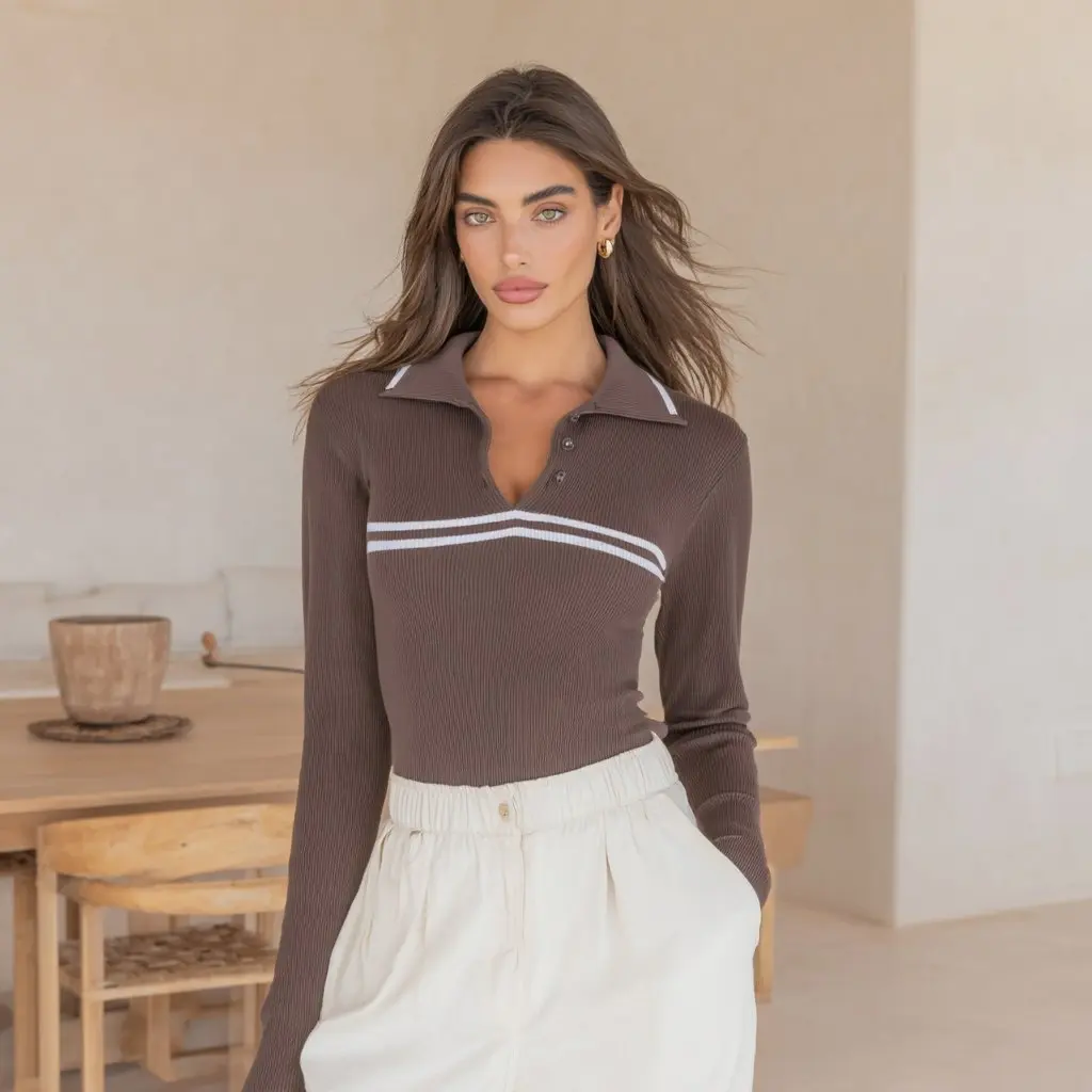 الخريف ضيق صالح سترة طويلة الأكمام نمط غير رسمي بدوره إلى أسفل طوق مستقيم أنبوب كم المرأة تريكو فستان الربيع #1