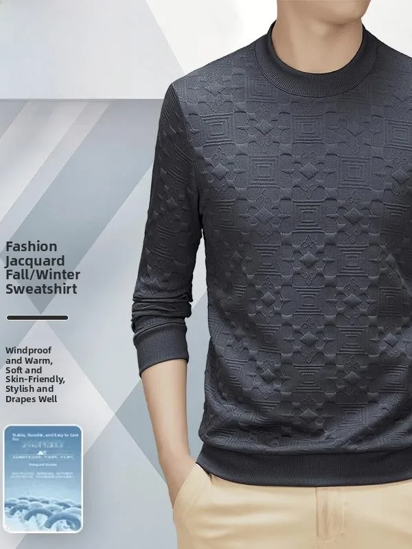 

Мужская шелково-шерстяная толстовка Pierre Cardin с круглым вырезом, длинным рукавом, повседневная футболка, базовый слой, модный городской стиль